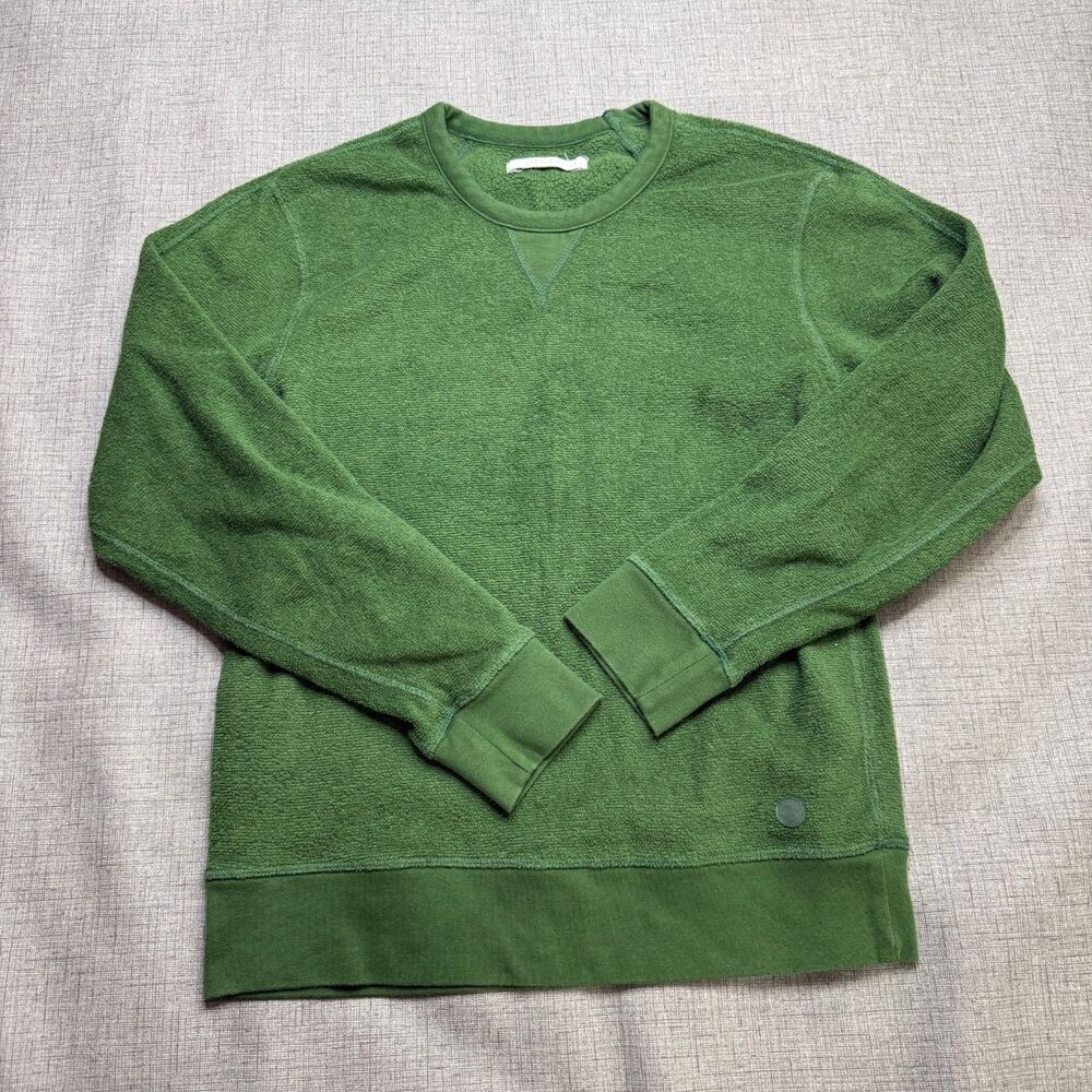 Outerknown Men's Small Hightide Crew Sweater Green Terry Toweling